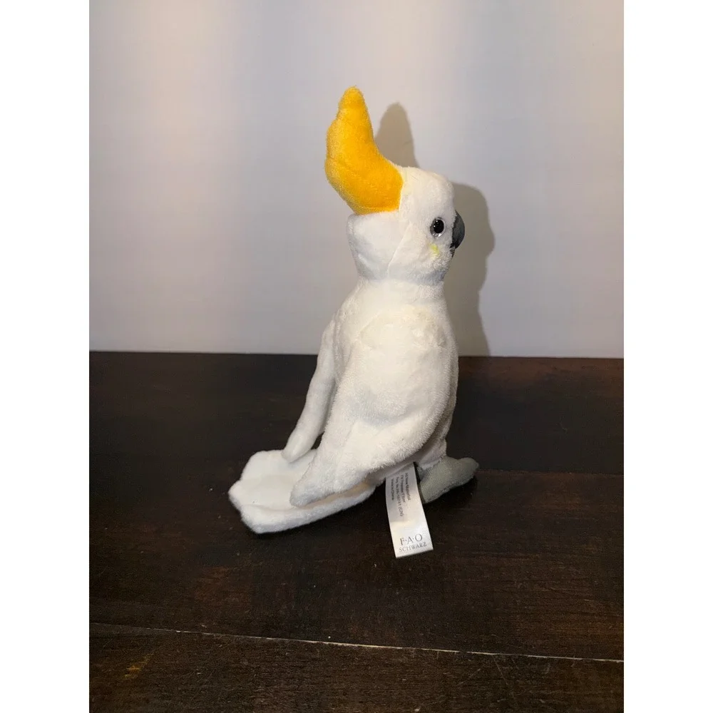 FAO Schwarz Cockatoo Plush Stuffed Animal Bird White Yellow Crest 10